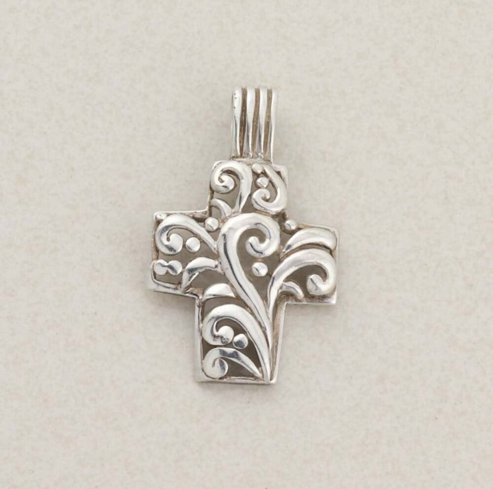 Sterling Silver Filigree Cross Pendant or Ornament 1 3/4" x 1" inch